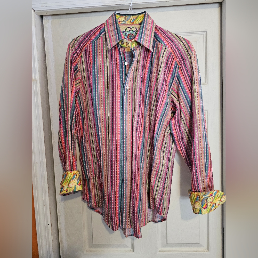 Robert Graham flip cup men's medium rainbow pattern